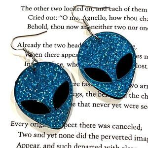 SALE Y2K Retro Blue Alien Glitter Earrings
